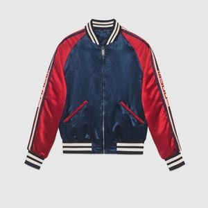 Gucci stripe reversible acetate bomber